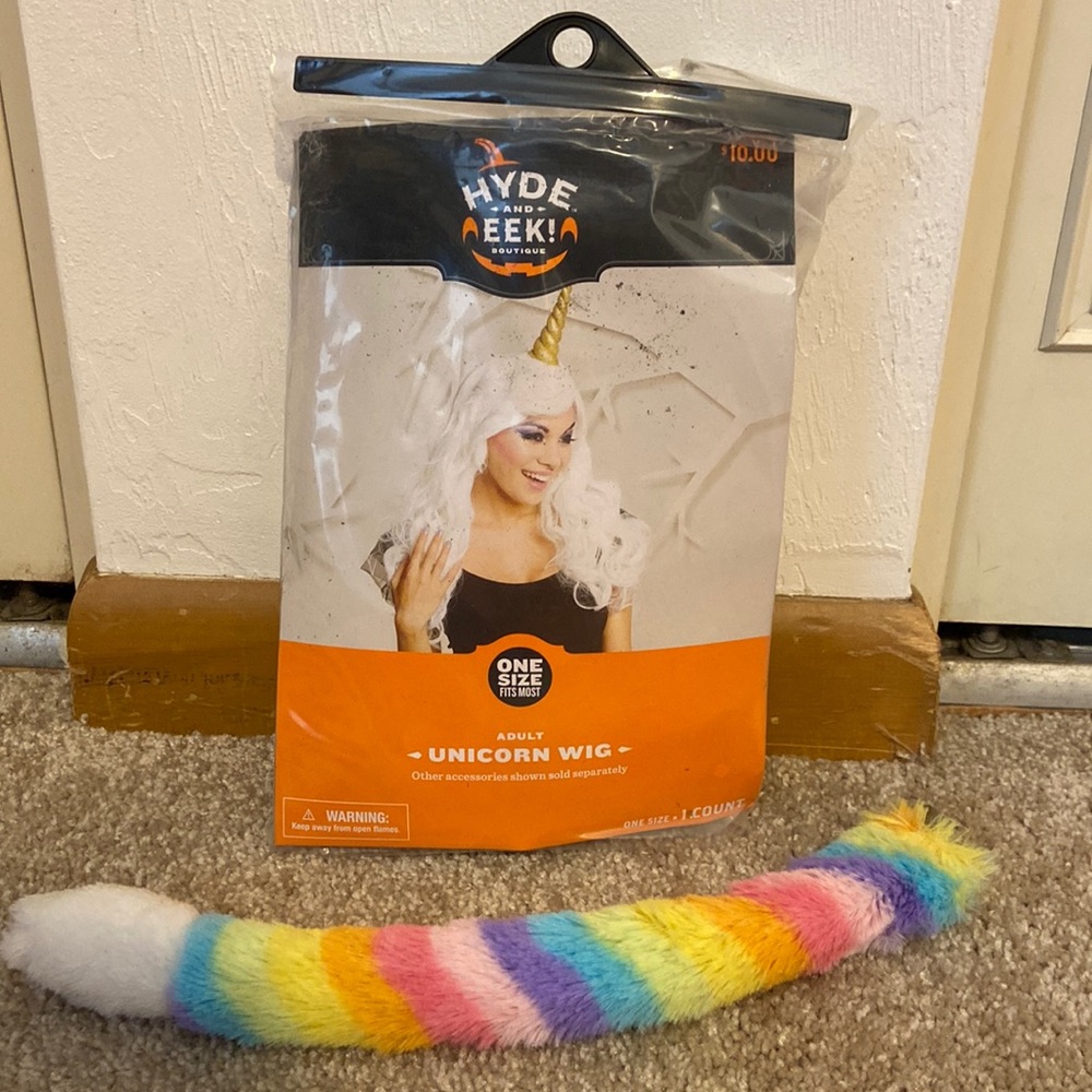 Unicorn wig and clip on tail